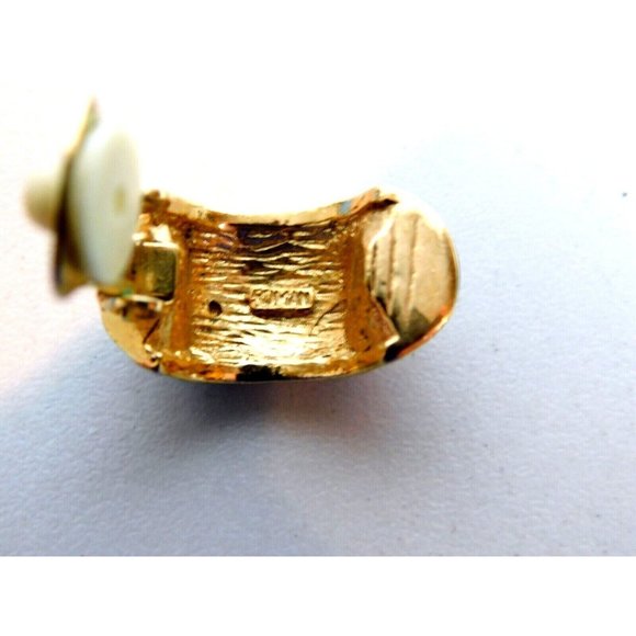 Roman Black Enamel Pave Crystal Rhinestone Half Hoop Earrings Clip on - Picture 10 of 10